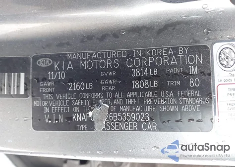2011 Kia Forte Ex from USA, damaged, VIN KNAFU4A26B5359023